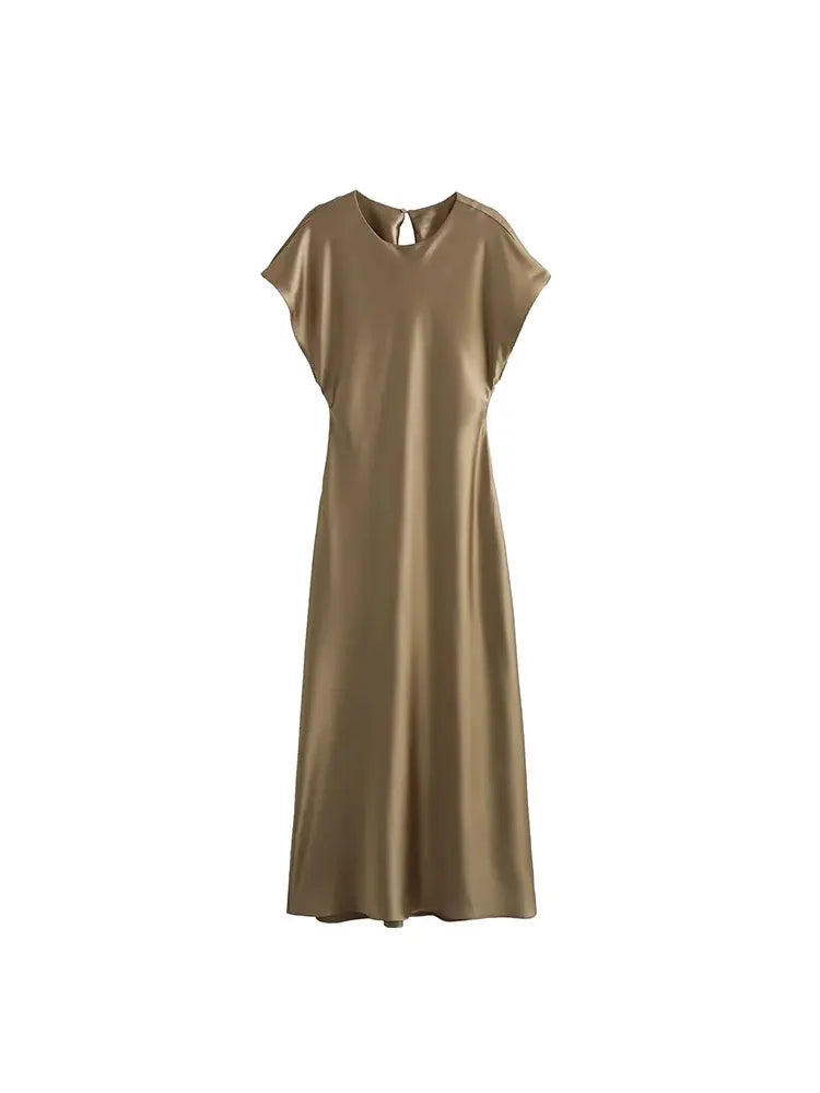 Midi Satin Dress Midi Satin Dress Marven Gold L 