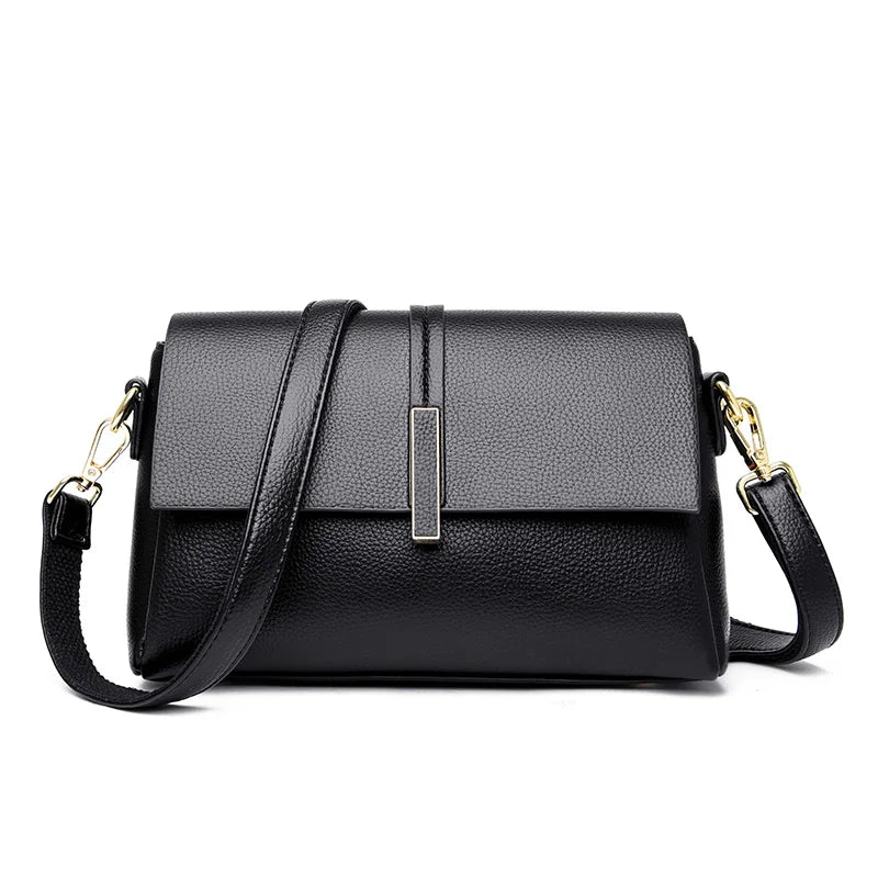 Leather Shoulder Crossbody Bag  Marven Black (20cm<Max Length<30cm) 