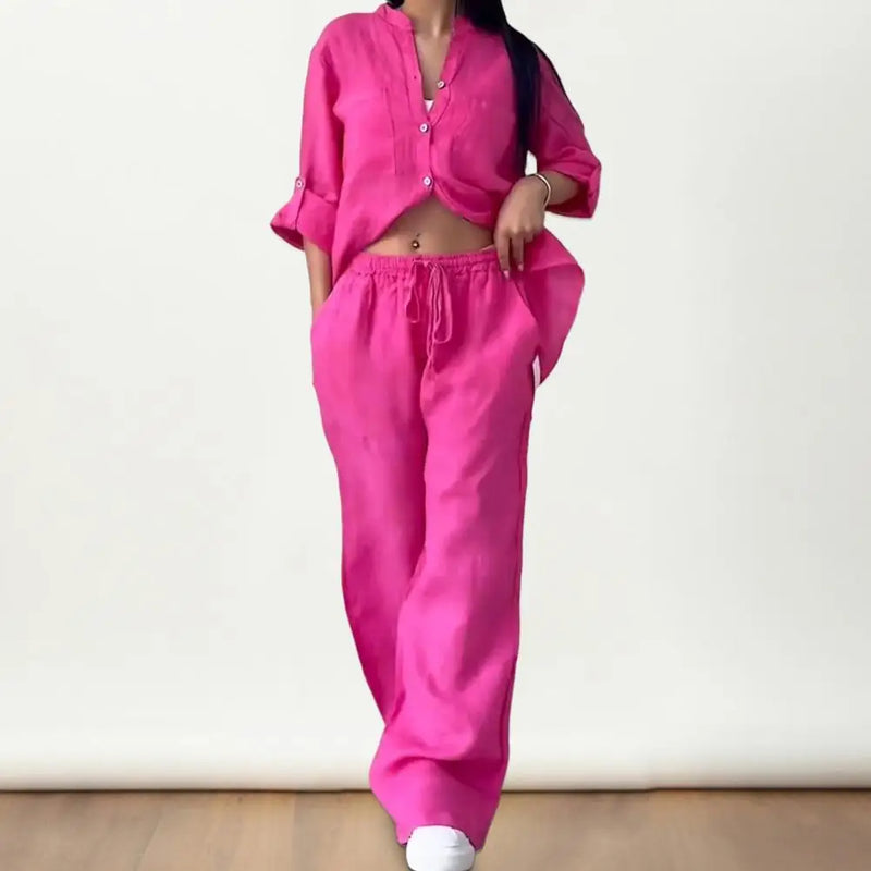 Chic Comfort Wide-Leg Trousers & Blouse Set Chic Comfort Wide-Leg Trousers & Blouse Set Marven   