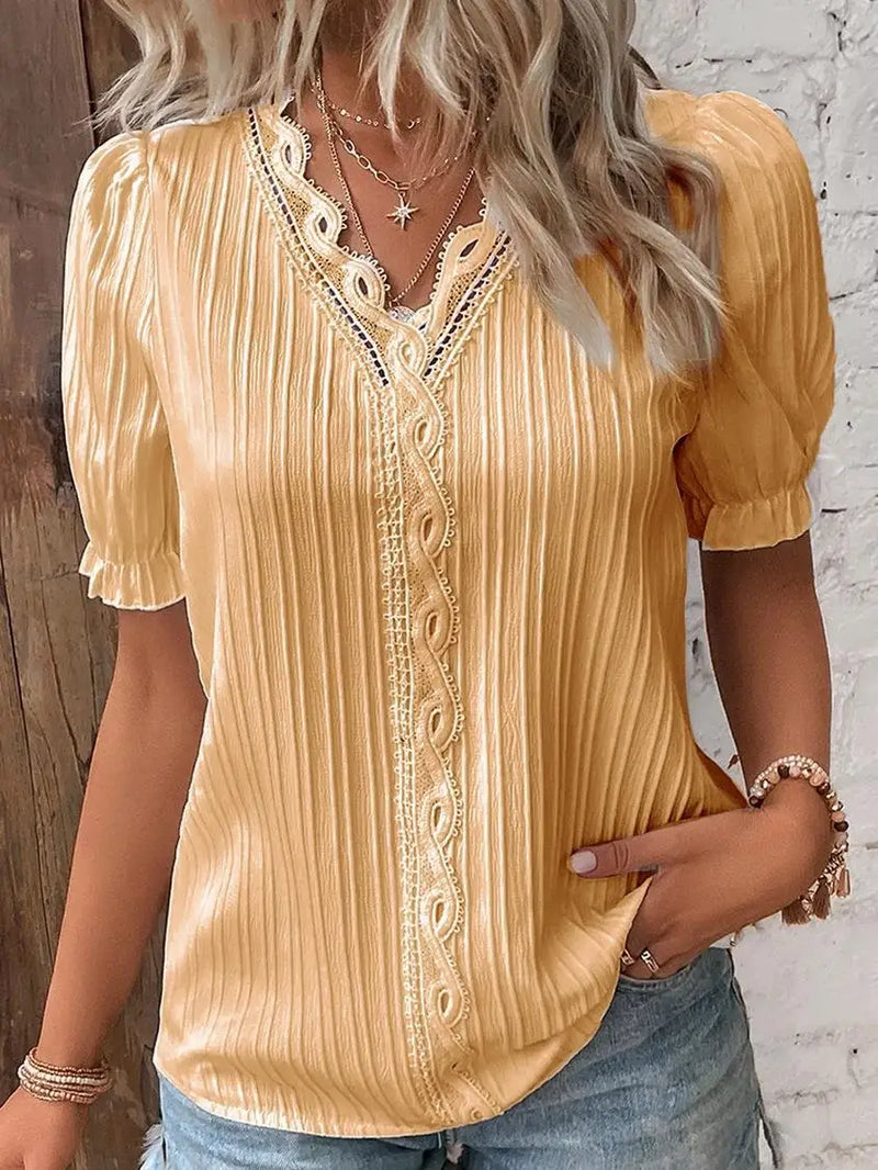 V-Neck Short Sleeve Shirt Loose  Marven Gold XXXL 