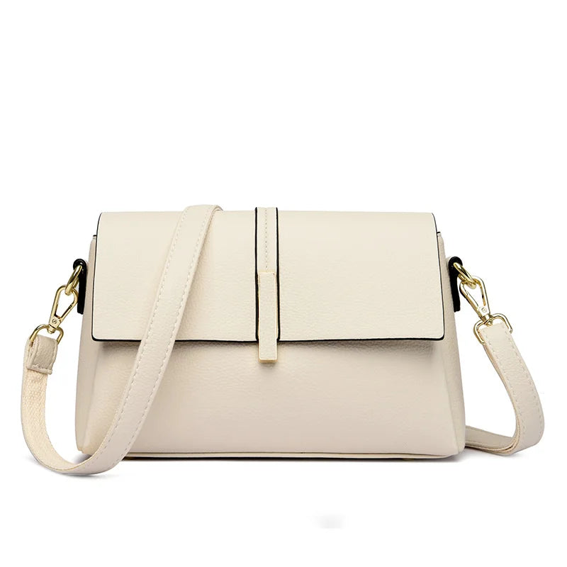 Leather Shoulder Crossbody Bag  Marven White (20cm<Max Length<30cm) 