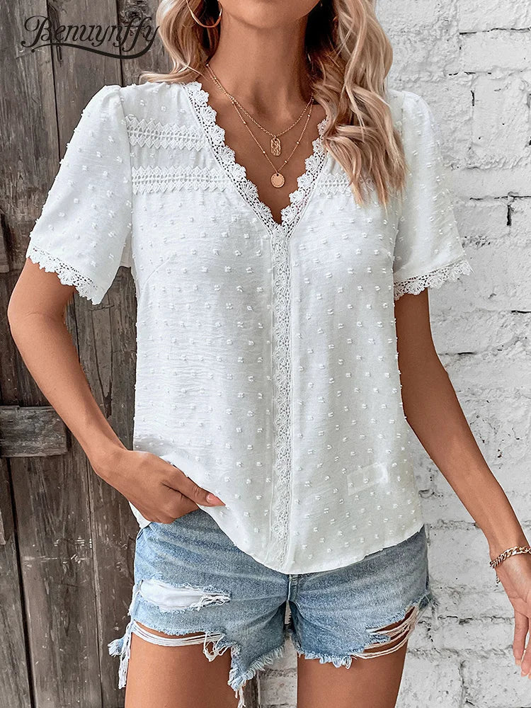 V-neck Lace Blouse V-neck Lace Blouse Marven   