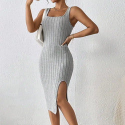 Side Split Breathable  Midi Dress Sleeveless Side Split Breathable Midi Dress Marven   