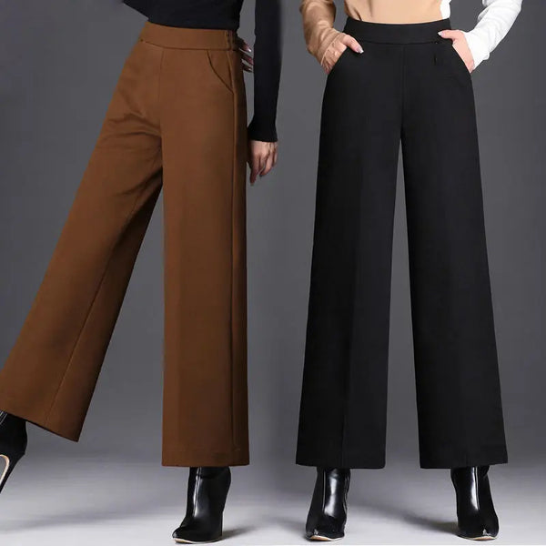 Oversize Woolen Pants - High Waist Elastic Band Casual Trousers Oversize Woolen Pants - High Waist Elastic Band Casual Trousers Marven   