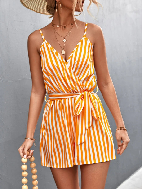 Backless Yellow Striped Jumpshort Backless Yellow Striped Jumpsuit Marven   