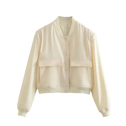 White Bomber Jacket for Women – Cropped Baseball Aviator Coat White Bomber Jacket for Women – Cropped Baseball Aviator Coat Marven Beige S 