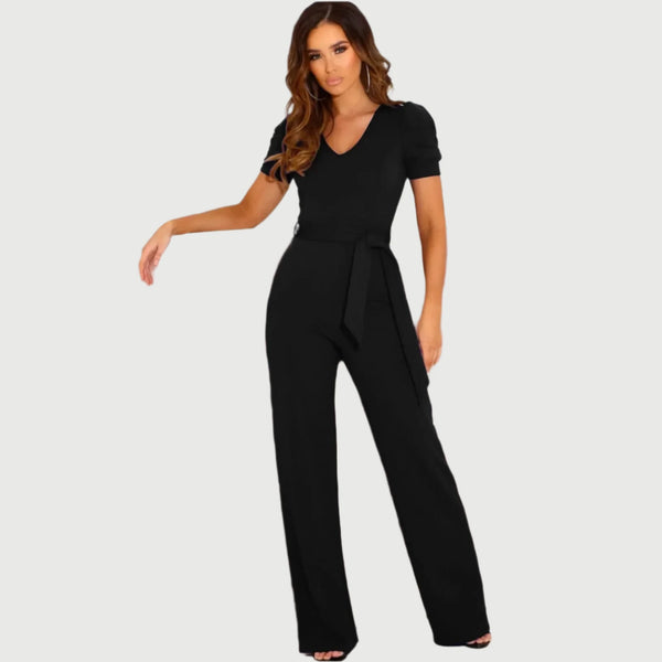 V Neck Short Sleeve Jumpsuit for Women Stylish V Neck Jumpsuit for Elegant Parties Marven   