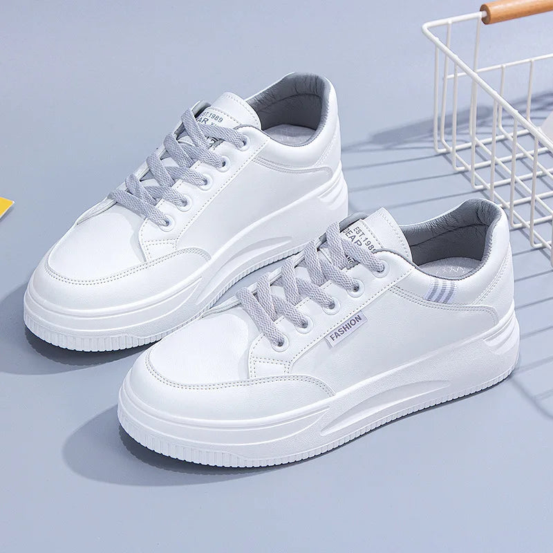 White Sneakers Lace Up  Marven white grey 35 