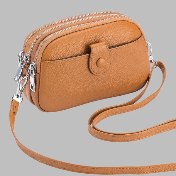 Layer Leather Shoulder Satchel Bag  Marven Brown  