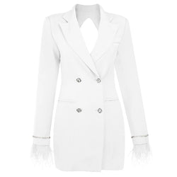 Red Feather Crystal Sleeve Blazer Dress Red Feather Crystal Sleeve Blazer Dress Marven White XS 