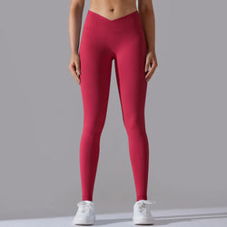 Crossover Waist Women Yoga Leggings Crossover Waist Women Yoga Leggings Marven Red XL 