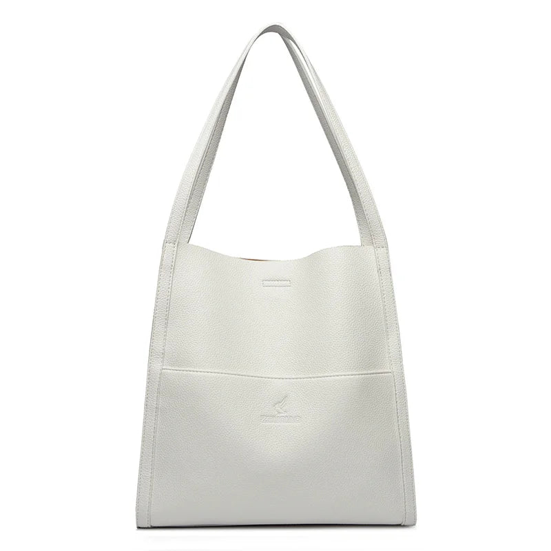 Leather Shopper Bag  Marven White  