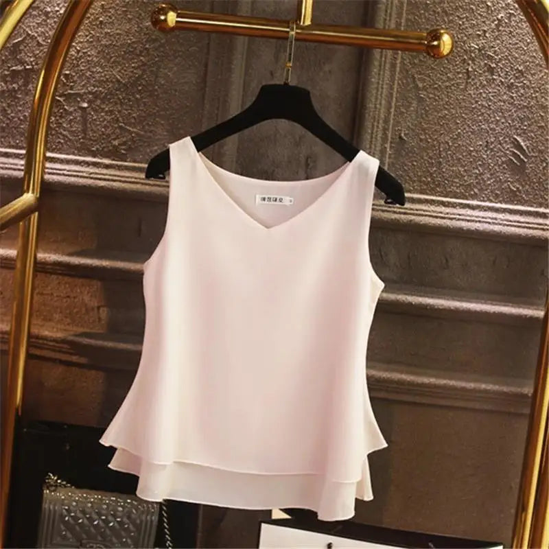 Sleeveless Chiffon Blouse Sleeveless Chiffon Blouse Marven Pink M 