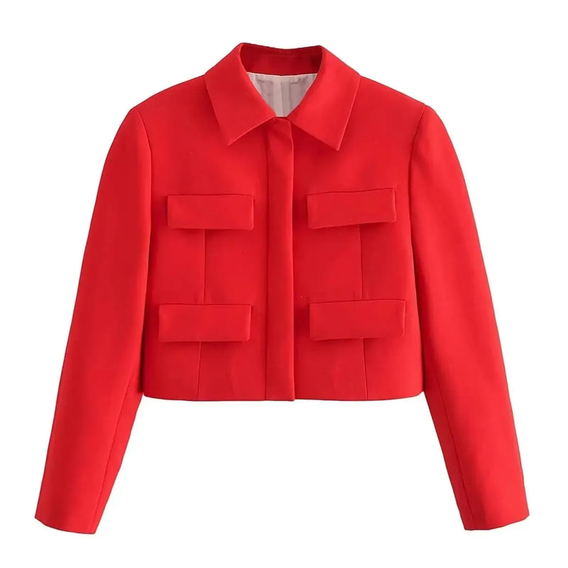 Chic Red Autumn Jacket | Casual Loose Women’s Coat Chic Red Autumn Jacket - Casual Loose Coat for Women Marven Red XS 