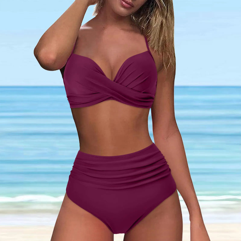 Vintage High Waist Sling Bikini  Marven Wine M CN