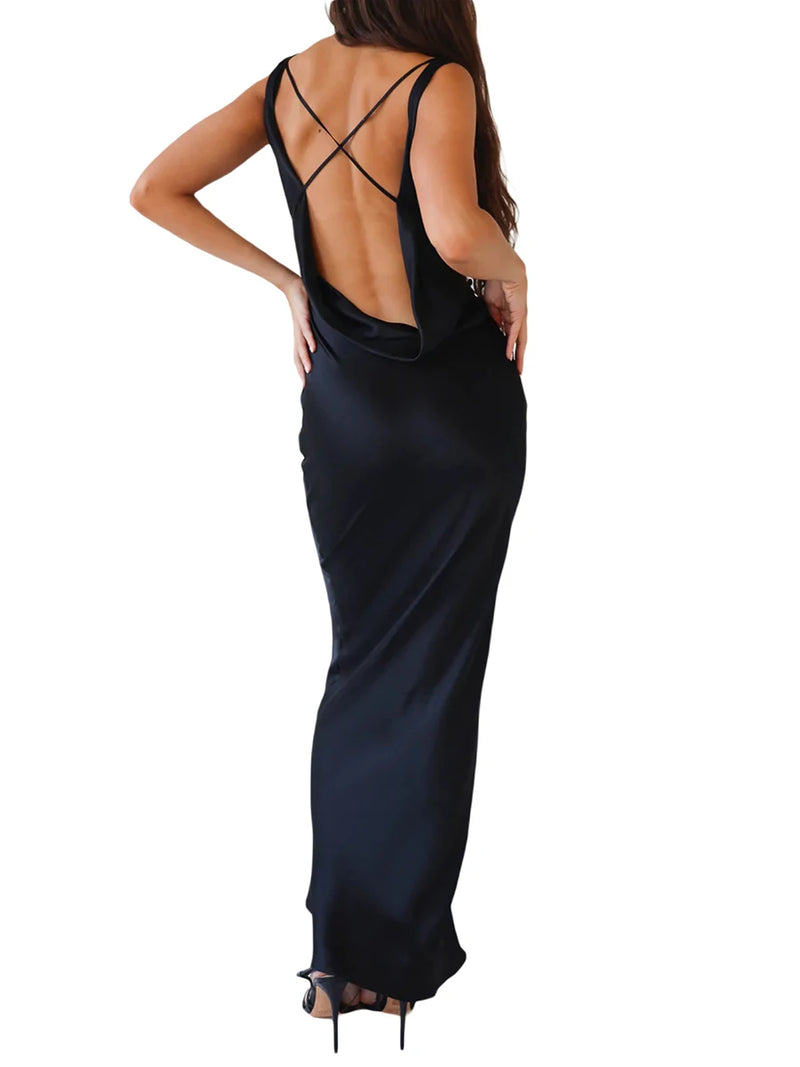 Backless Satin Maxi Dress Backless Satin Maxi Dress Marven   