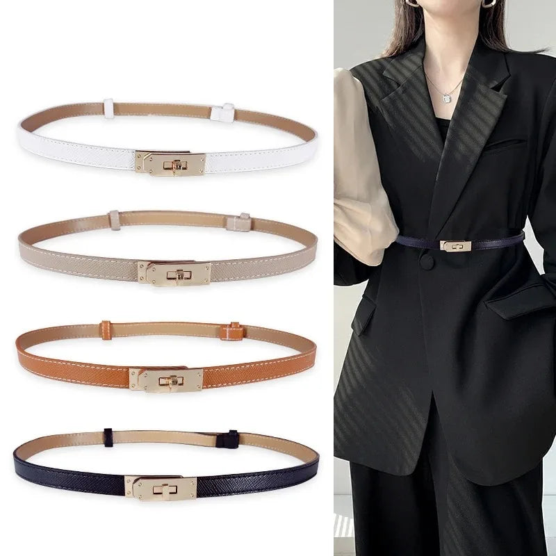 Adjustable Thin Leather Belt  Marven   