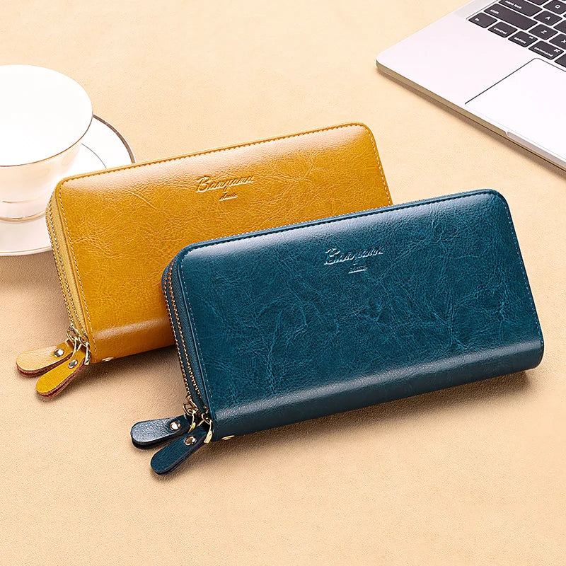 Leather Wallet Clutch Zipper  Marven   