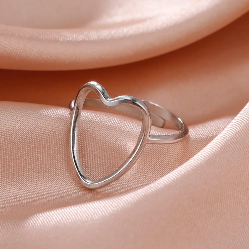 Heart of Marven" Adjustable Geometric Heart Ring Heart of Marven" Adjustable Geometric Heart Ring Marven Style 9 Steel Adjustable 