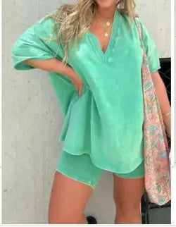 🎉New Product Launch💐（Buy 2 Get Free Shipping）– Women's Summer stir-fry color two-piece set（58%OFF) two-piece-set Marven aqua XXXL 