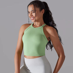 Double Layer Breathable Sports Bra - Seamless Gym Top Breathable Double Layer Sports Bra - Seamless Gym Top Marven Light Green XS 