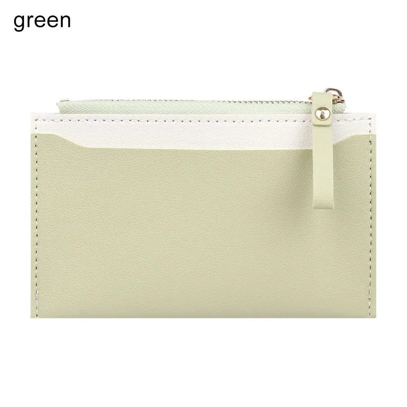 Women Fashion Small Wallet Purse Solid Color PU Leather Mini Coin Purse Wallet Credit Card Holder Bags Zipper Coin Purse  Marven C-green  