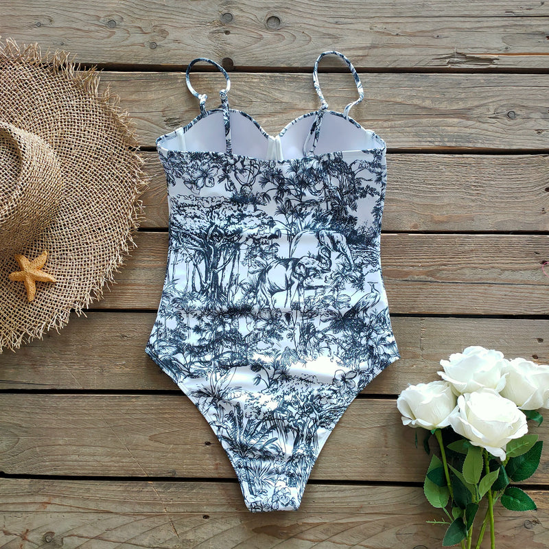 Vintage Print Push-Up One-Piece Swimsuit Vintage Print Push-Up One-Piece Swimsuit Marven   