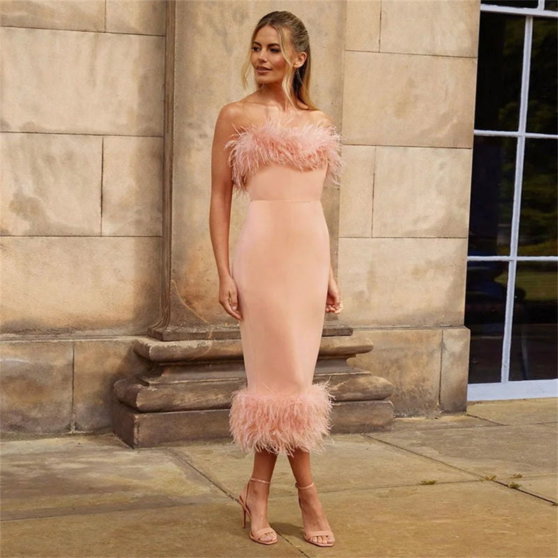 Off-Shoulder Strapless Long Dress Off-Shoulder Strapless Long Dress Marven Pink S CHINA