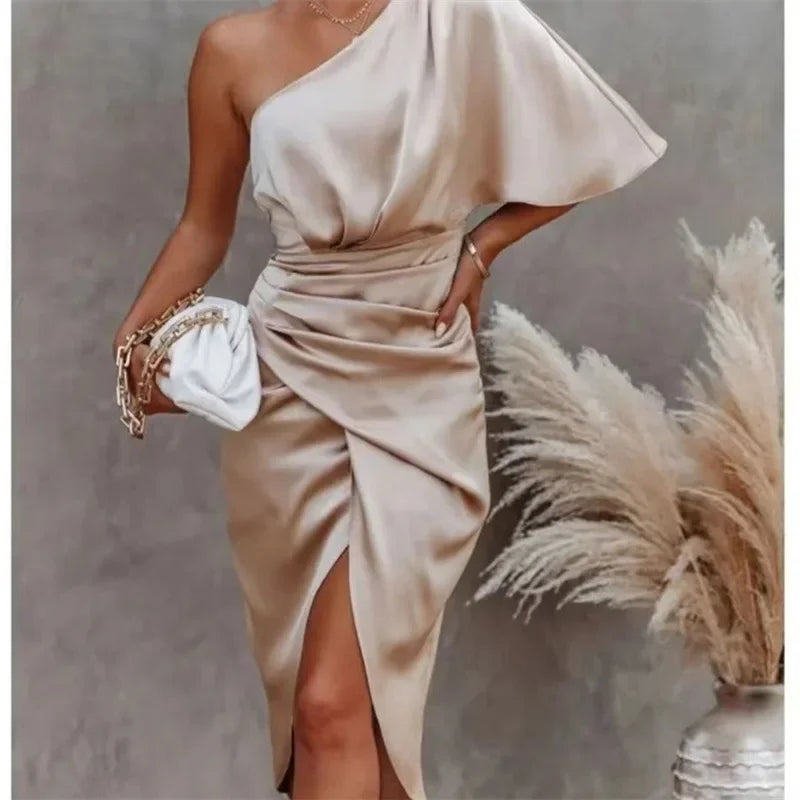 Sophia Luxe Irregular Mid-Waist Evening Dress