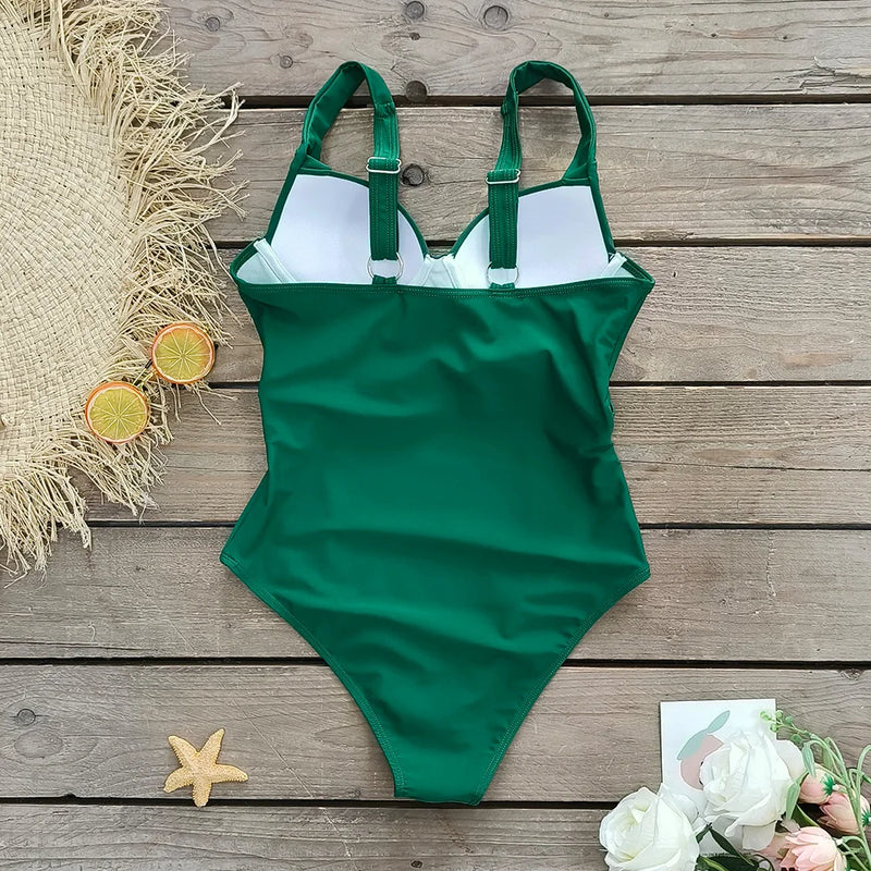 Belted Push-Up One-Piece Swimsuit Belted Push-Up One-Piece Swimsuit Marven   