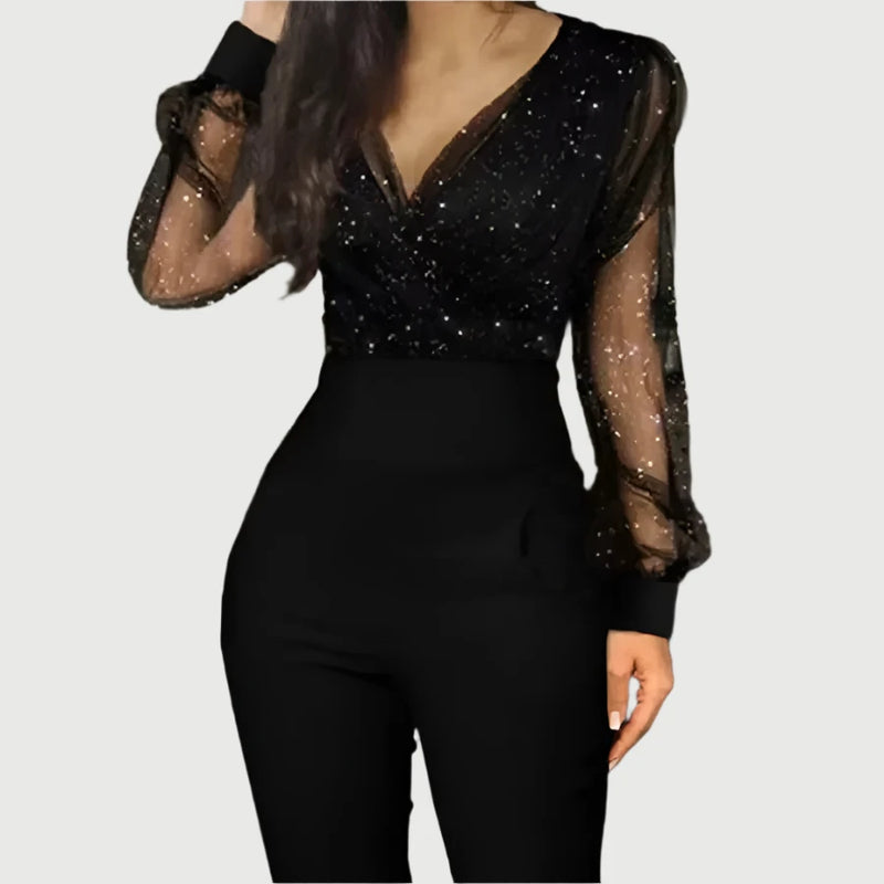 GlamShine Couture Sexy Sequin Mesh Glitter Jumpsuit - GlamShine Marven   