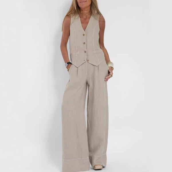 Sleeveless Vest & Wide Leg Pants Set Sleeveless Vest & Wide Leg Pants Set Marven   