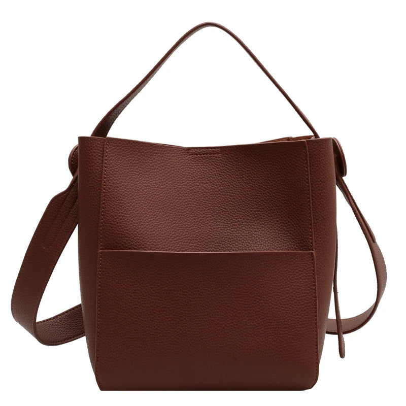 Luxe Wide Strap Leather Shoulder Bag Luxe Wide Strap Leather Shoulder Bag Marven Chocolate W25cmH25cmD14cm 