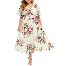 Chiffon Floral Print Dress for Women Chiffon Flower Dress Marven Yellow L 