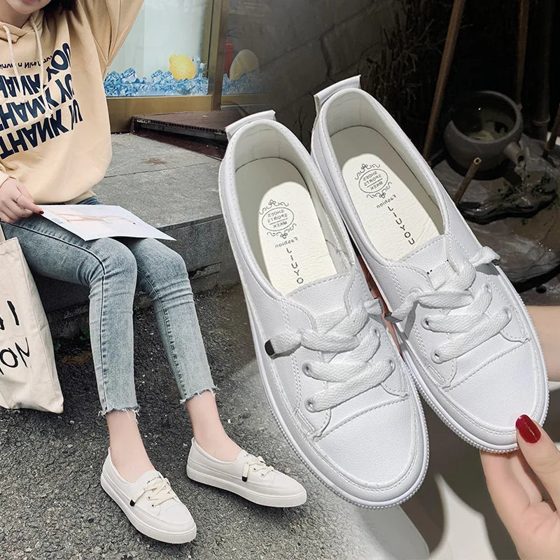 Women's Lace up Leather Sneakers  Marven   