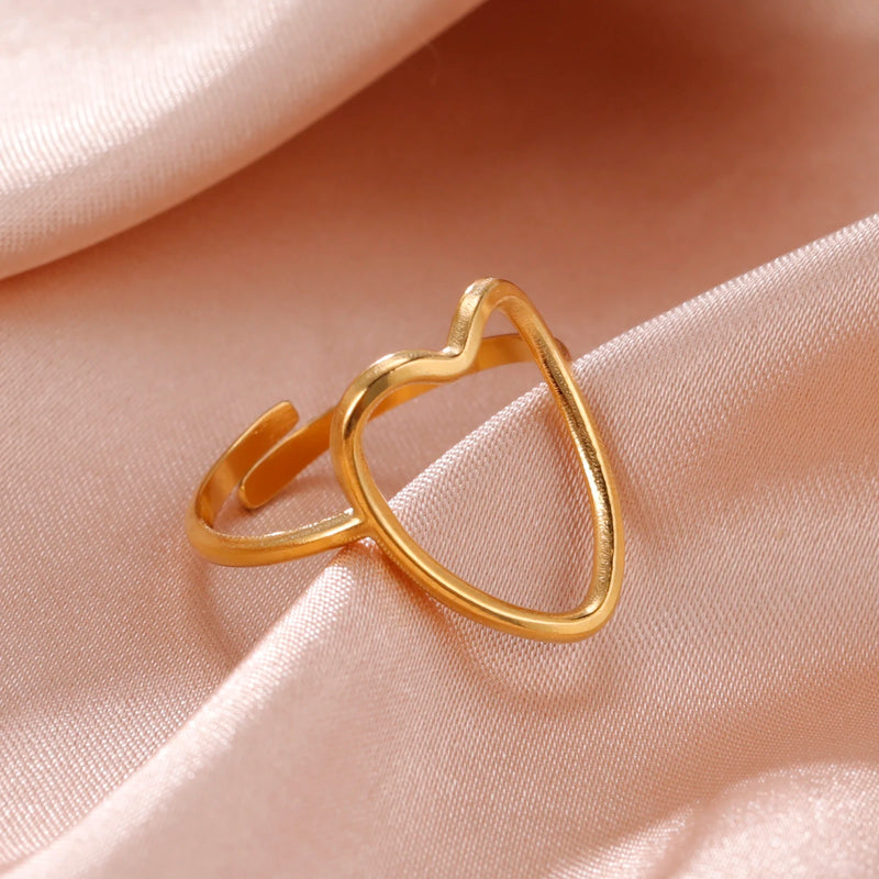 Heart of Marven" Adjustable Geometric Heart Ring Heart of Marven" Adjustable Geometric Heart Ring Marven Style 9 Gold Adjustable 