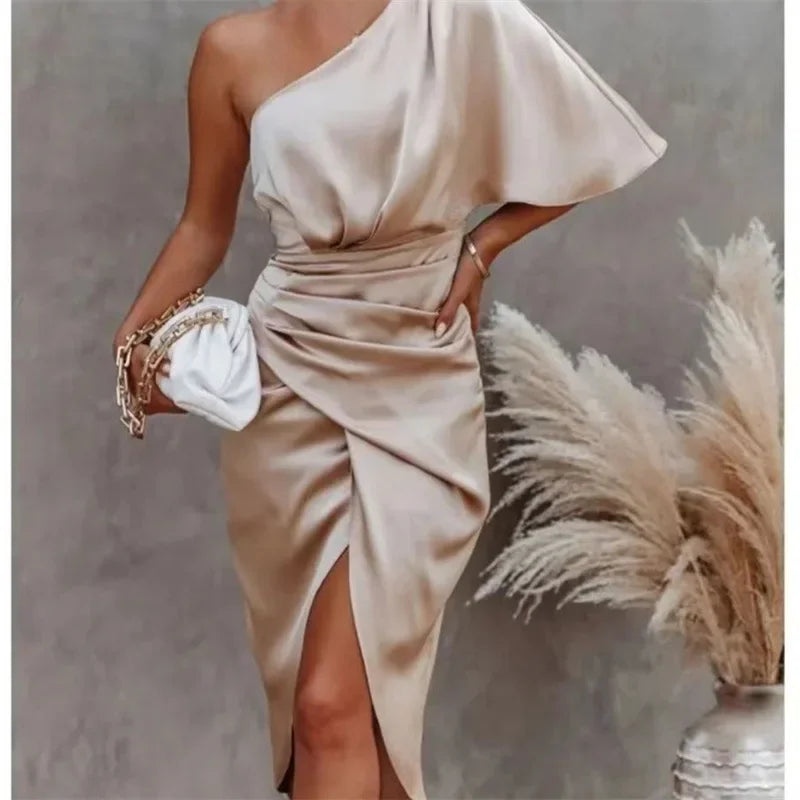 Sophia Luxe Irregular Mid-Waist Evening Dress