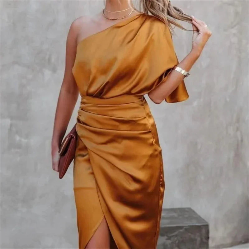 Sophia Luxe Irregular Mid-Waist Evening Dress