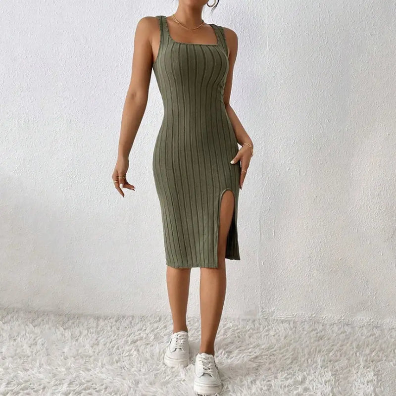 Side Split Breathable  Midi Dress Sleeveless Side Split Breathable Midi Dress Marven   