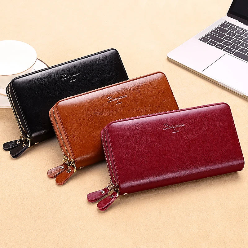 Leather Wallet Clutch Zipper  Marven   