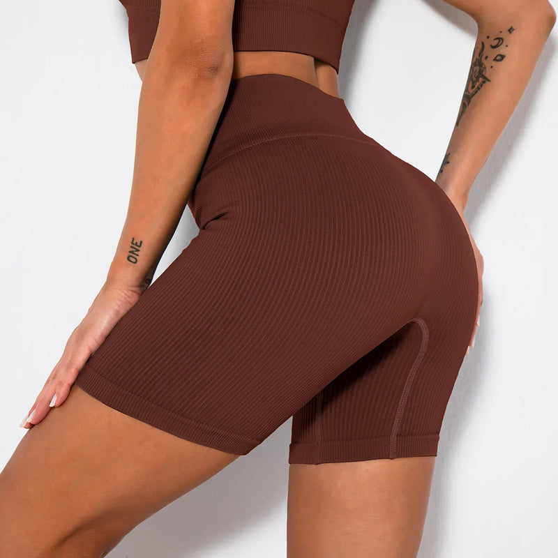 Seamless Yoga Shorts  Marven Dark Coffee S 