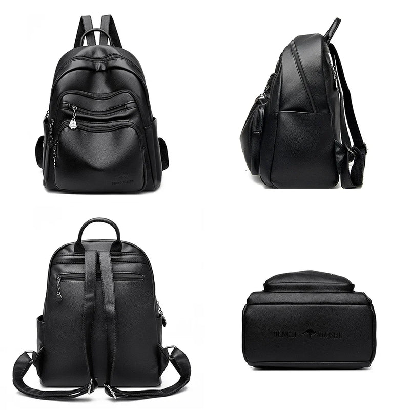 Soft Leather Travel Backpack  Marven   