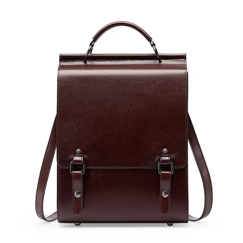 Leather Cowhide Backpack  Marven Coffee  