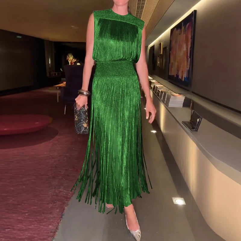 Elegance Tassel Charm Maxi Dress