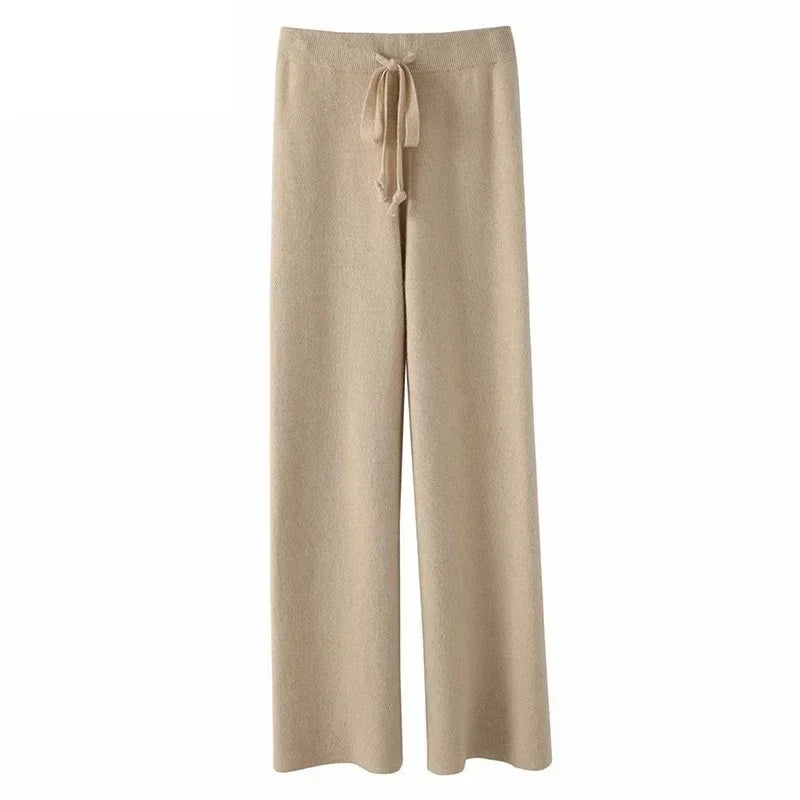 High-Waisted Wool Wide-Leg Trousers for Women – Loose Knit Pants High-Waisted Wool Wide-Leg Trousers for Women – Loose Knit Pants Marven Apricot Pants S 