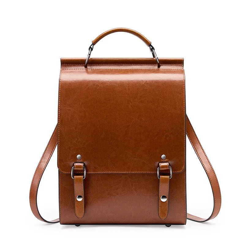 Leather Cowhide Backpack  Marven Brown  