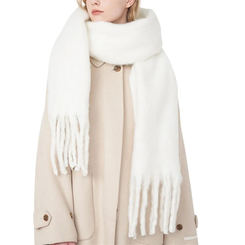 Luxury Cashmere Bright Solid Scarf  Marven pure white  