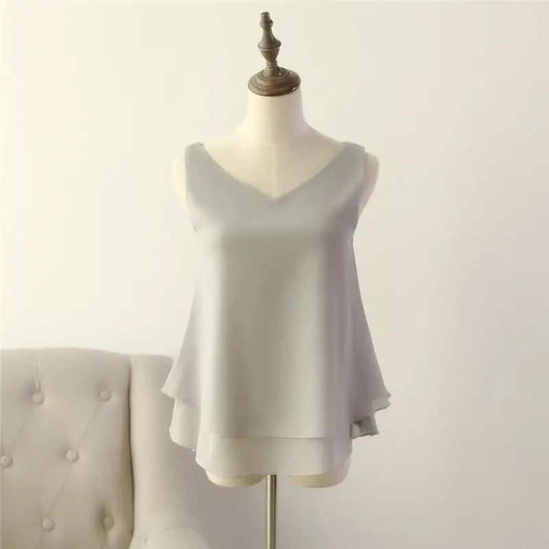 Sleeveless Chiffon Blouse Sleeveless Chiffon Blouse Marven light grey 3XL 