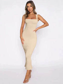 Sleeveless Slit Slim Dress Sleeveless Slit Slim Dress Marven Apricot S 