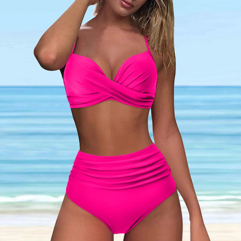 Vintage High Waist Sling Bikini  Marven Hot Pink M CN